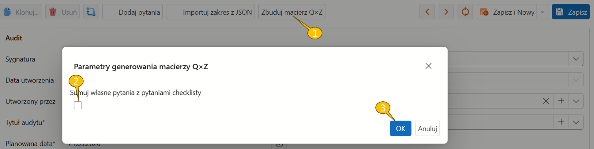 Generowanie macierzy Q/A
