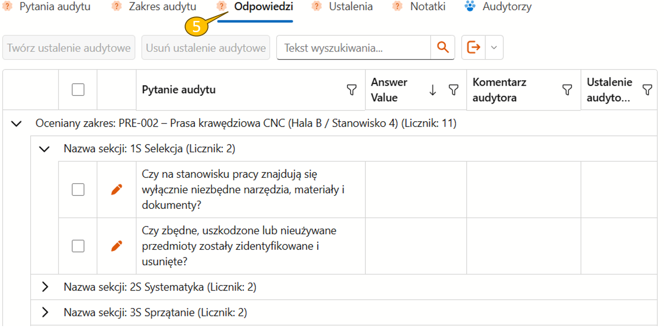 Macierz Q/A — widok po wygenerowaniu