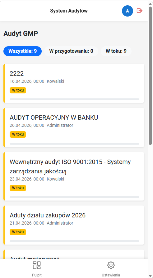 Lista audytów