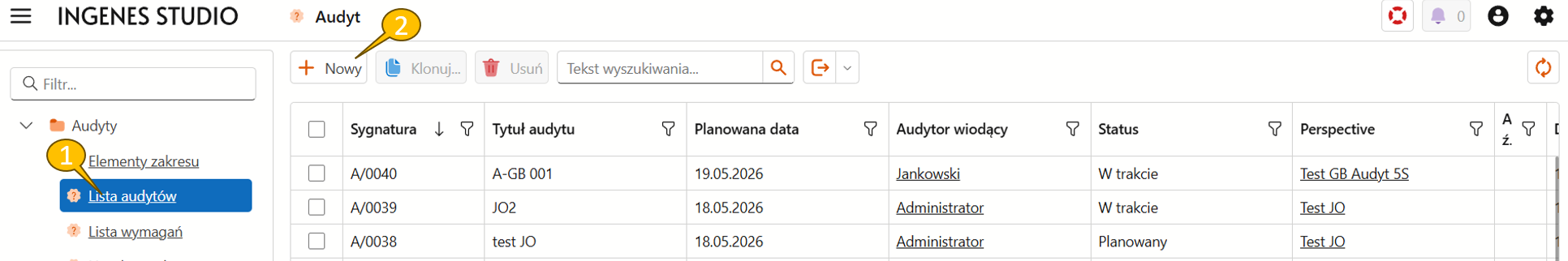 Lista audytów