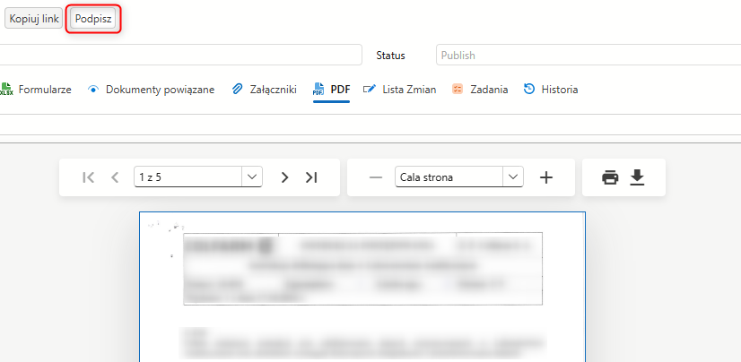 Przycisk Podpisz